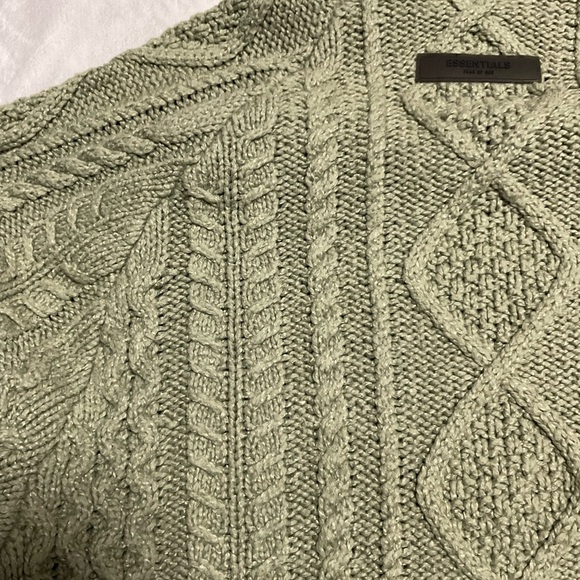 Green Fear of God Essentials Cable Knit Turtleneck - Picture 10 of 11